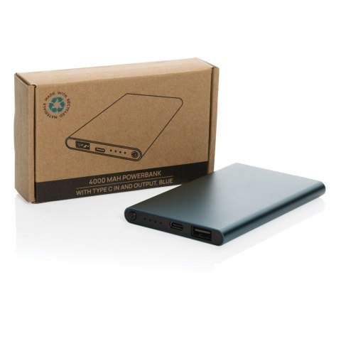 Power bank 4000 mAh z aluminium z recyklingu Power bank 4000 mAh z aluminium z recyklingu