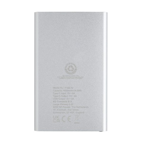 Power bank 4000 mAh z aluminium z recyklingu Power bank 4000 mAh z aluminium z recyklingu