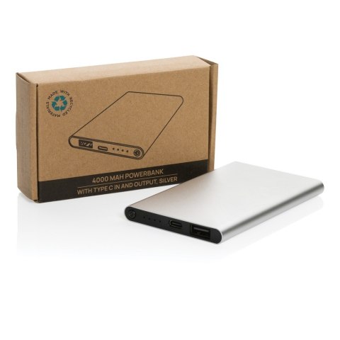 Power bank 4000 mAh z aluminium z recyklingu Power bank 4000 mAh z aluminium z recyklingu