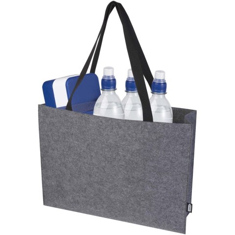 Felta torba z dnem na zakupy wykonana z filcu z recyklingu posiadającego certyfikat GRS o pojemności 20 l średnioszary Felta torba z dnem na zakupy wykonana z filcu z recyklingu posiadającego certyfikat GRS o pojemności 20 l średnioszary