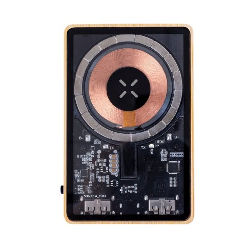 Magnetyczny bezprzewodowy bambusowy power bank 5000 mAh, ładowarka bezprzewodowa 15W Magnetyczny bezprzewodowy bambusowy power bank 5000 mAh, ładowarka bezprzewodowa 15W