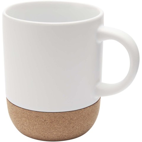 Billie kubek ceramiczny o pojemności 300 ml z detalami z korka i matowym wykończeniem biały