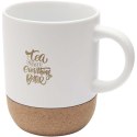 Billie kubek ceramiczny o pojemności 300 ml z detalami z korka i matowym wykończeniem biały