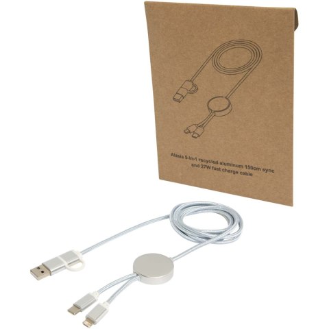 Alasia kabel do synchronizacji danych i szybkiego ładowania 5 w 1 27 W o długości 150 cm z tworzyw sztucznych i alumin Alasia kabel do synchronizacji danych i szybkiego ładowania 5 w 1 27 W o długości 150 cm z tworzyw sztucznych i alumin