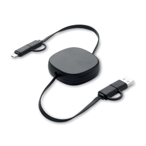 Zwijany kabel ładujący o mocy 6 czarny Zwijany kabel ładujący o mocy 6 czarny
