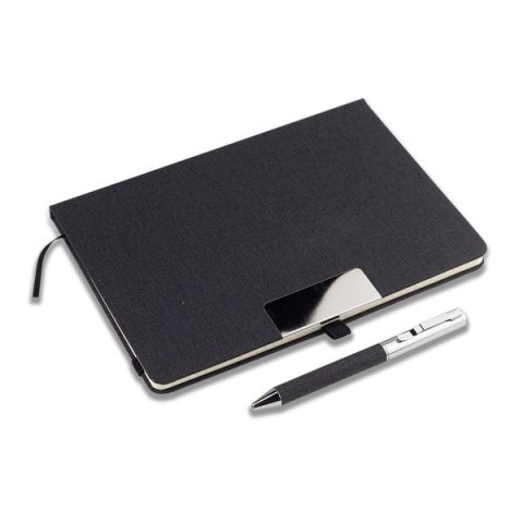 Notes z długopisem w pudełku Plata, czarny Notes z długopisem w pudełku Plata, czarny