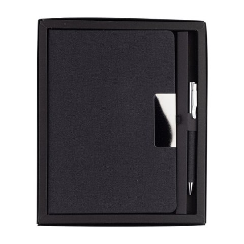 Notes z długopisem w pudełku Plata, czarny Notes z długopisem w pudełku Plata, czarny