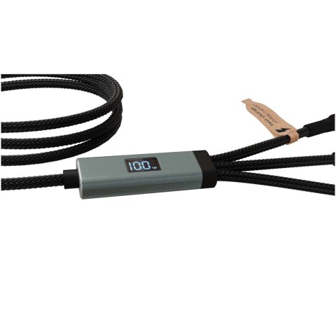 SCX.design C53 kabel do ultraszybkiego ładowania 5 w 1 o mocy 100 W z tworzywa sztucznego rPET gun metal SCX.design C53 kabel do ultraszybkiego ładowania 5 w 1 o mocy 100 W z tworzywa sztucznego rPET gun metal
