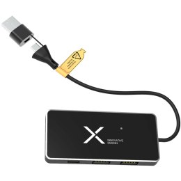 SCX.design H20 koncentrator USB 8 w 1 z podwójnym wejściem i 6 portami czarny