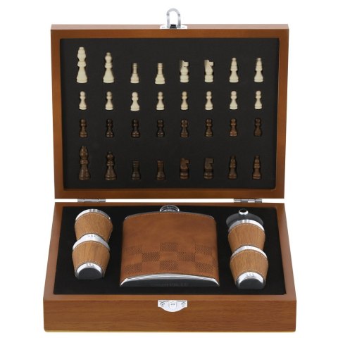 Zestaw upominkowy, piersiówka 175 ml, kieliszki 30 ml, szachy Zestaw upominkowy, piersiówka 175 ml, kieliszki 30 ml, szachy