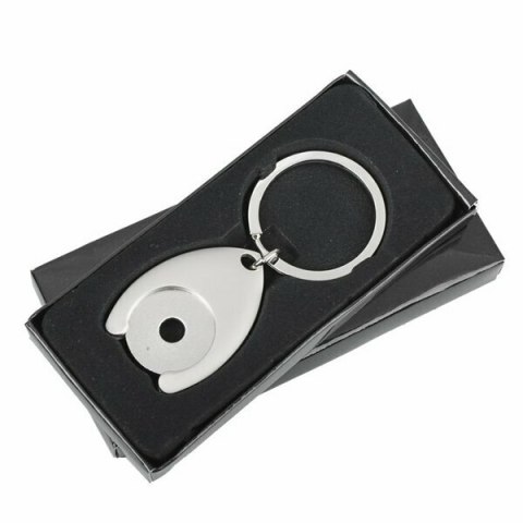 Metalowy brelok z żetonem Disc, srebrny - druga jakość Metalowy brelok z żetonem Disc, srebrny - druga jakość