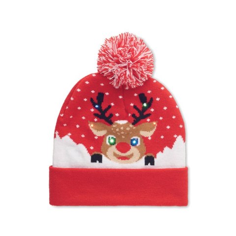 Świąteczna czapka dzianina LED czerwony Świąteczna czapka dzianina LED czerwony