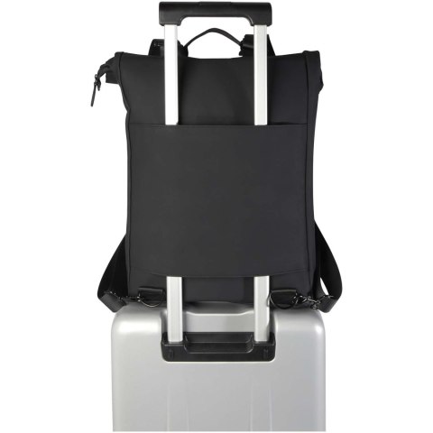 Plecak na laptopa 15,6" Turner z materiałów recyklingowanych GRS, o pojemności 12 l, ze zwijaną klapą czarny Plecak na laptopa 15,6" Turner z materiałów recyklingowanych GRS, o pojemności 12 l, ze zwijaną klapą czarny