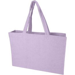 Torba plażowa Siam z materiału frotte z recyklingu GRS, o pojemności 13 l liljowy