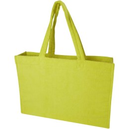 Torba plażowa Siam z materiału frotte z recyklingu GRS, o pojemności 13 l limonka