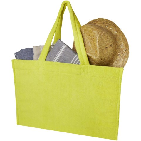 Torba plażowa Siam z materiału frotte z recyklingu GRS, o pojemności 13 l limonka Torba plażowa Siam z materiału frotte z recyklingu GRS, o pojemności 13 l limonka