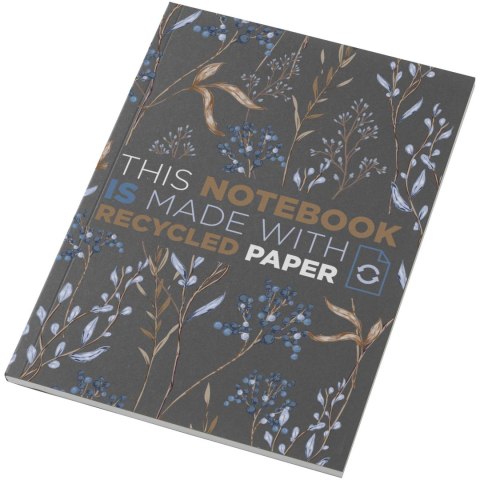 Notatnik A5 Novella Austen z miękką okładką z materiału z recyklingu, 50 kartek ciemnografitowy Notatnik A5 Novella Austen z miękką okładką z materiału z recyklingu, 50 kartek ciemnografitowy