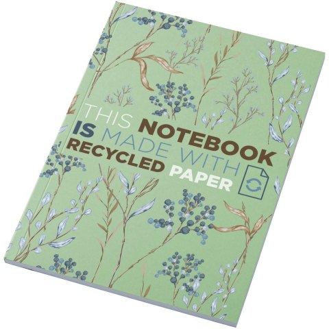 Notatnik A5 Novella Austen z miękką okładką z materiału z recyklingu, 50 kartek zielony Notatnik A5 Novella Austen z miękką okładką z materiału z recyklingu, 50 kartek zielony