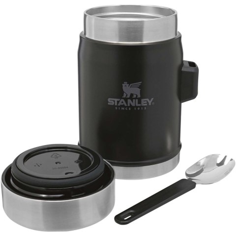 Słoik na żywność Stanley Legendary z łyżko-widelcem, o pojemności 400 ml czarny matowy Słoik na żywność Stanley Legendary z łyżko-widelcem, o pojemności 400 ml czarny matowy