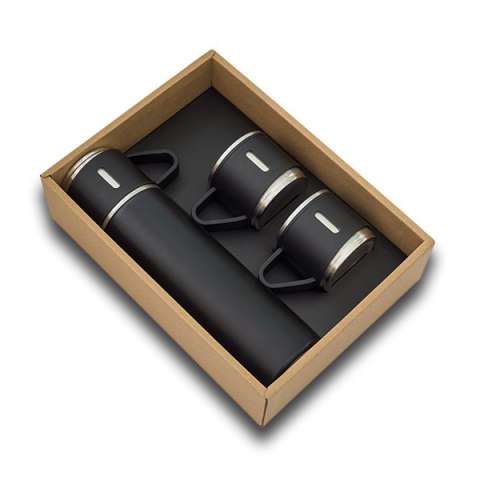 Termos z kubkami Attu 500 ml, czarny Termos z kubkami Attu 500 ml, czarny