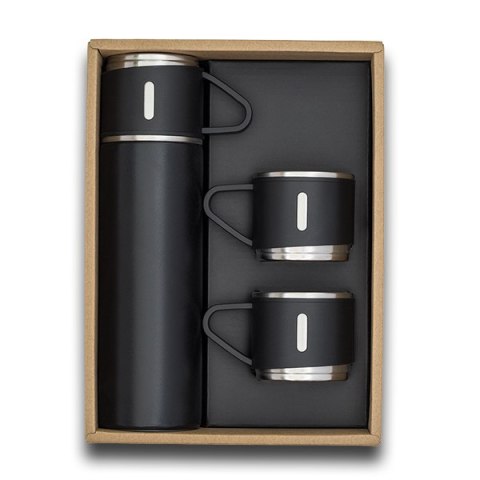 Termos z kubkami Attu 500 ml, czarny Termos z kubkami Attu 500 ml, czarny
