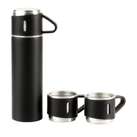 Termos z kubkami Attu 500 ml, czarny Termos z kubkami Attu 500 ml, czarny