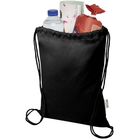 Oregon Blend torba ściągana sznurkiem z materiału materiału z recyklingu, 140 g/m², 5 l, posiadająca certyfikat GRS cz Oregon Blend torba ściągana sznurkiem z materiału materiału z recyklingu, 140 g/m², 5 l, posiadająca certyfikat GRS cz