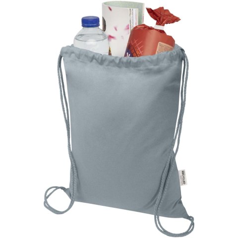 Oregon Blend torba ściągana sznurkiem z materiału materiału z recyklingu, 140 g/m², 5 l, posiadająca certyfikat GRS szary (12076 Oregon Blend torba ściągana sznurkiem z materiału materiału z recyklingu, 140 g/m², 5 l, posiadająca certyfikat GRS szary (12076