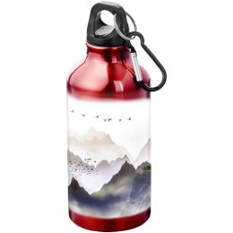 Aluminiowa butelka na wodę Oregon z karabińczykiem o pojemności 400 ml czerwony