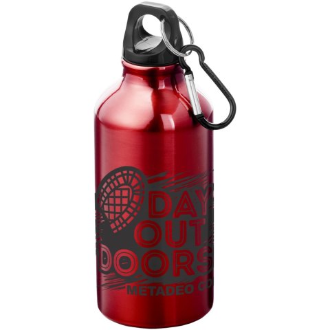 Aluminiowa butelka na wodę Oregon z karabińczykiem o pojemności 400 ml czerwony Aluminiowa butelka na wodę Oregon z karabińczykiem o pojemności 400 ml czerwony