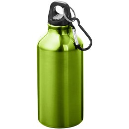 Aluminiowa butelka na wodę Oregon z karabińczykiem o pojemności 400 ml zielone jabłuszko, perłowy