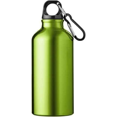 Aluminiowa butelka na wodę Oregon z karabińczykiem o pojemności 400 ml zielone jabłuszko, perłowy Aluminiowa butelka na wodę Oregon z karabińczykiem o pojemności 400 ml zielone jabłuszko, perłowy