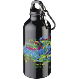 Aluminiowa butelka na wodę Oregon z karabińczykiem o pojemności 400 ml czarny (10000201)