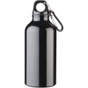 Aluminiowa butelka na wodę Oregon z karabińczykiem o pojemności 400 ml czarny (10000201)