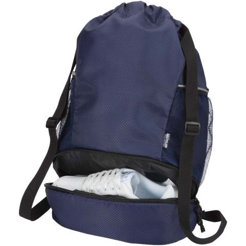 Nomad ściągana na sznurek torba sportowa z recyklingu z certyfikatem GRS o pojemności 18l z dolną komorą granatowy Nomad ściągana na sznurek torba sportowa z recyklingu z certyfikatem GRS o pojemności 18l z dolną komorą granatowy
