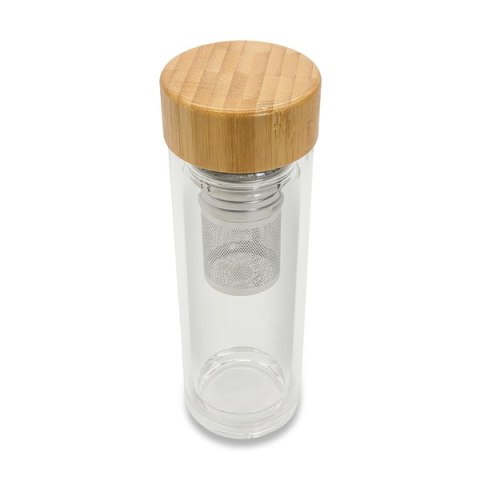 Dwuścienna butelka z zaparzaczem 400 ml Helen, transparentny