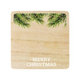 Świeczka z drewnianą przykrywką Alcamoro - motyw świąteczny, brązowy/transparentny