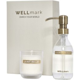 Wellmark Discovery dozownik mydła w płynie o pojemności 250 ml i zestaw świec zapachowych 150 g biały (12640601)