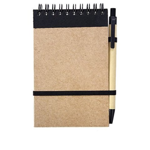 Notes Kraft 90x140/70k gładki z długopisem, czarny/beżowy Notes Kraft 90x140/70k gładki z długopisem, czarny/beżowy