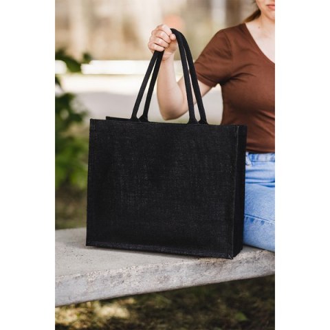 Torba na zakupy z juty Natural Shopper, czarny Torba na zakupy z juty Natural Shopper, czarny