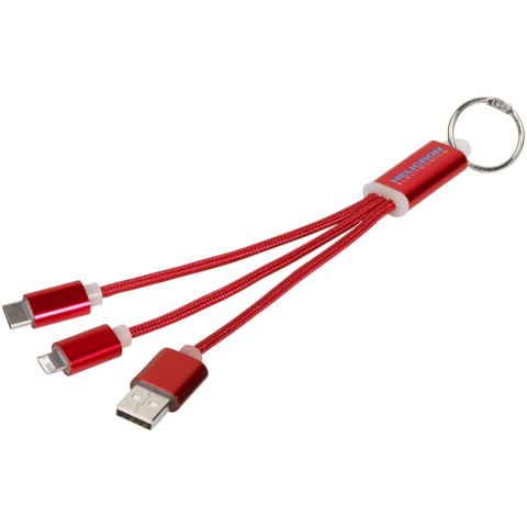 Kabel do ładowania 3w1 Metal z kółkiem na klucze czerwony Kabel do ładowania 3w1 Metal z kółkiem na klucze czerwony
