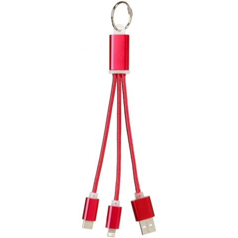 Kabel do ładowania 3w1 Metal z kółkiem na klucze czerwony Kabel do ładowania 3w1 Metal z kółkiem na klucze czerwony