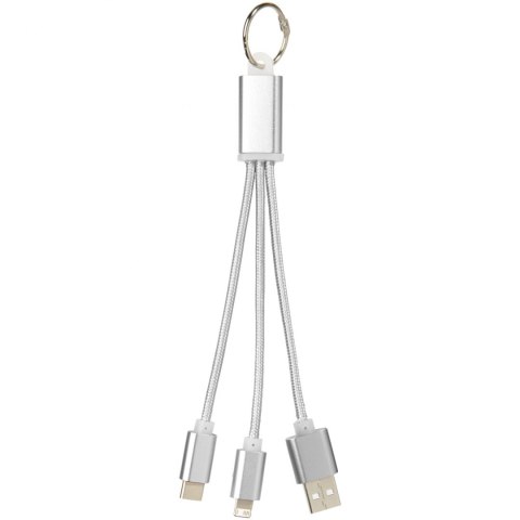 Kabel do ładowania 3w1 Metal z kółkiem na klucze srebrny Kabel do ładowania 3w1 Metal z kółkiem na klucze srebrny