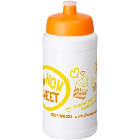 Bidon Baseline® Plus o pojemności 500 ml z wieczkiem sportowym biały, pomarańczowy Bidon Baseline® Plus o pojemności 500 ml z wieczkiem sportowym biały, pomarańczowy