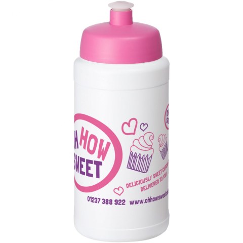 Bidon Baseline® Plus o pojemności 500 ml z wieczkiem sportowym biały, różowy Bidon Baseline® Plus o pojemności 500 ml z wieczkiem sportowym biały, różowy