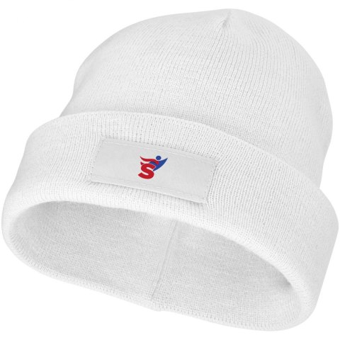 Czapka typu beanie Boreas z naszywką biały Czapka typu beanie Boreas z naszywką biały
