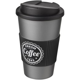 Americano® 350 ml tumbler with grip & spill-proof lid srebrny, czarny