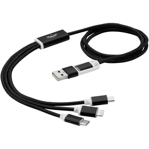 Kabel do ładowania 5 w 1 z podwójnym wejściem Versatile czarny Kabel do ładowania 5 w 1 z podwójnym wejściem Versatile czarny