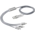 Kabel do ładowania 5 w 1 z podwójnym wejściem Versatile srebrny Kabel do ładowania 5 w 1 z podwójnym wejściem Versatile srebrny