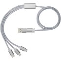 Kabel do ładowania 5 w 1 z podwójnym wejściem Versatile srebrny Kabel do ładowania 5 w 1 z podwójnym wejściem Versatile srebrny